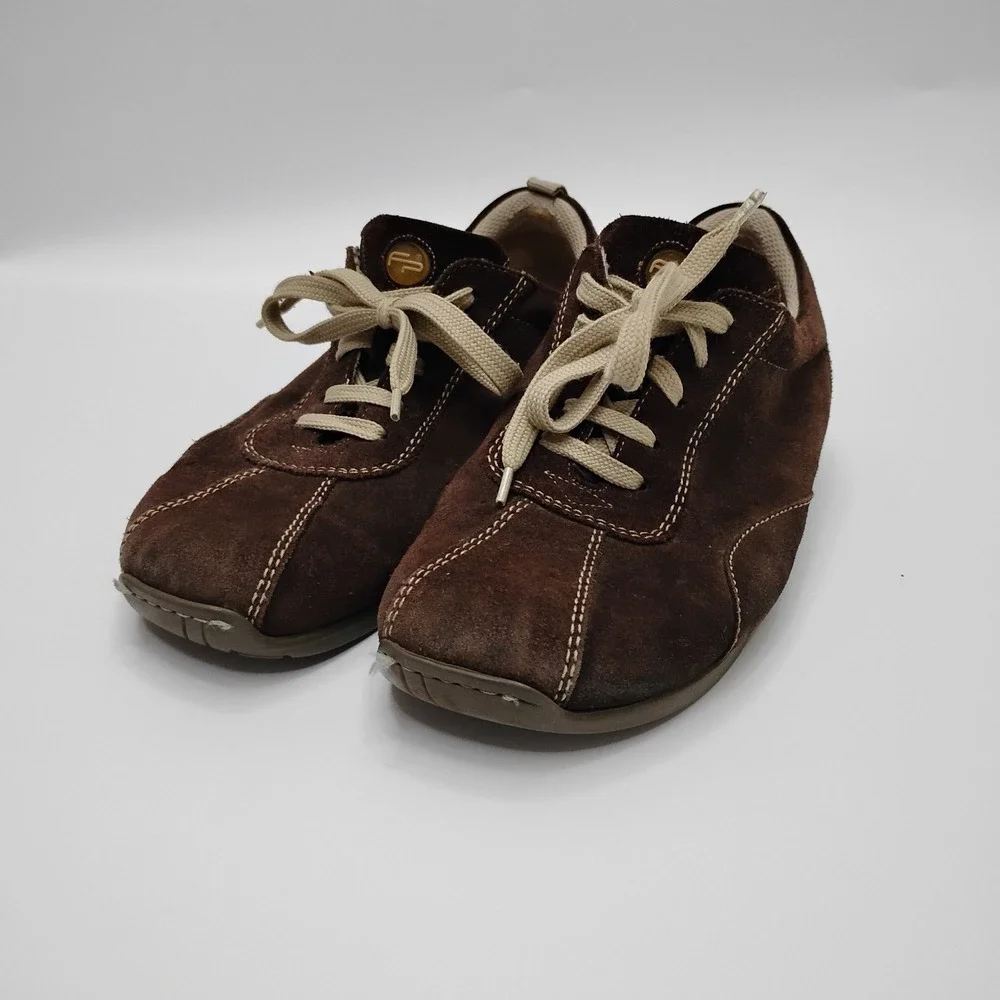 Footprints by Birkenstock Women's Brown Suede Lace Up Sneakers EU 38 US 7.5